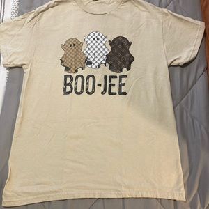Tan Short Sleeve Tee with Boo-Jee Dog Design